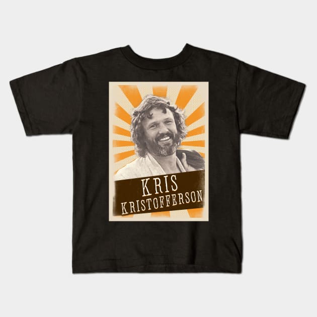 Vintage Aesthetic Kris Kristofferson 80s Kids T-Shirt by SkulRose